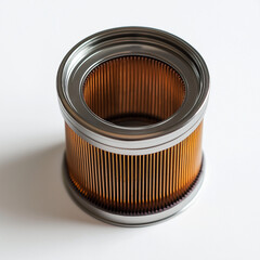 Innovative new oil filter boasting a sleek metallic finish engineered for optimal automotive performance quality