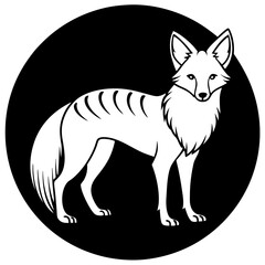 Obraz premium a stylish black and white illustration of a fox in a black circle