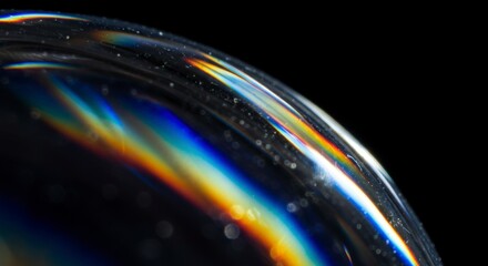 Rainbow-colored light refraction in a glass prism.
