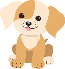Vector illustration of a small dog on a white background. Cartoon character, puppy.