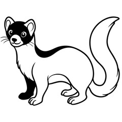 Fototapeta premium a black and white cartoon of a stoat stands with a friendly smile, showcasing its elegant posture vector illustration