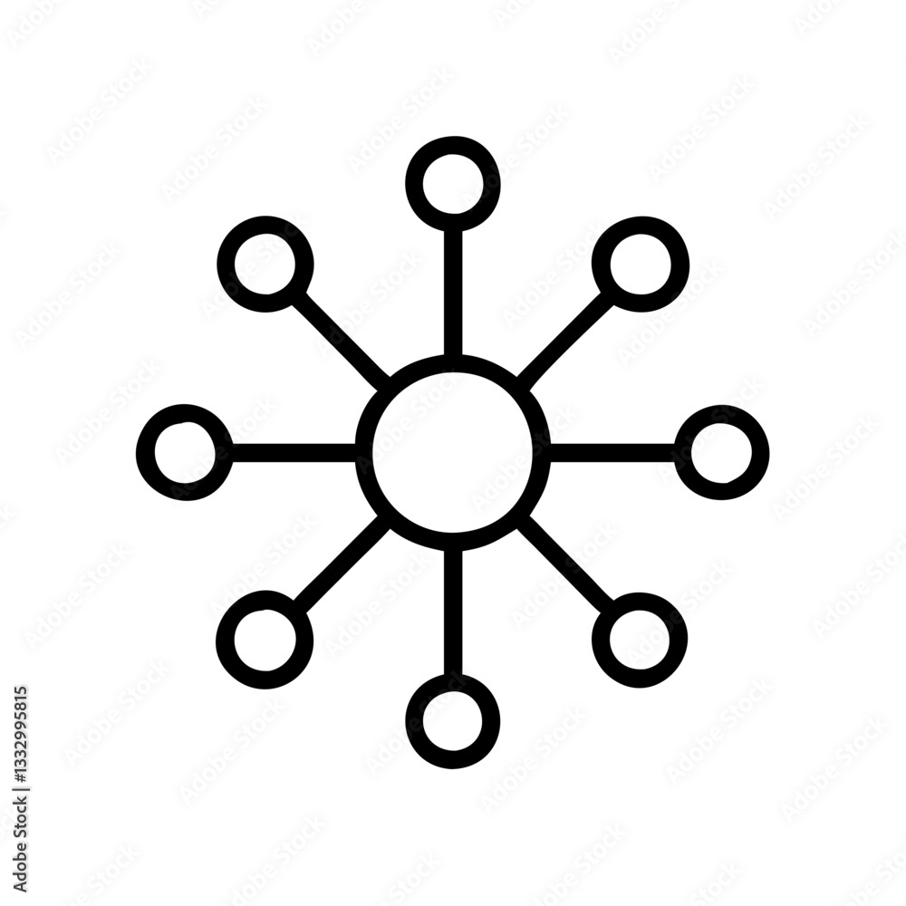 Poster a black abstract network symbol with connection. it is isolated on a simple, minimalist look vector 