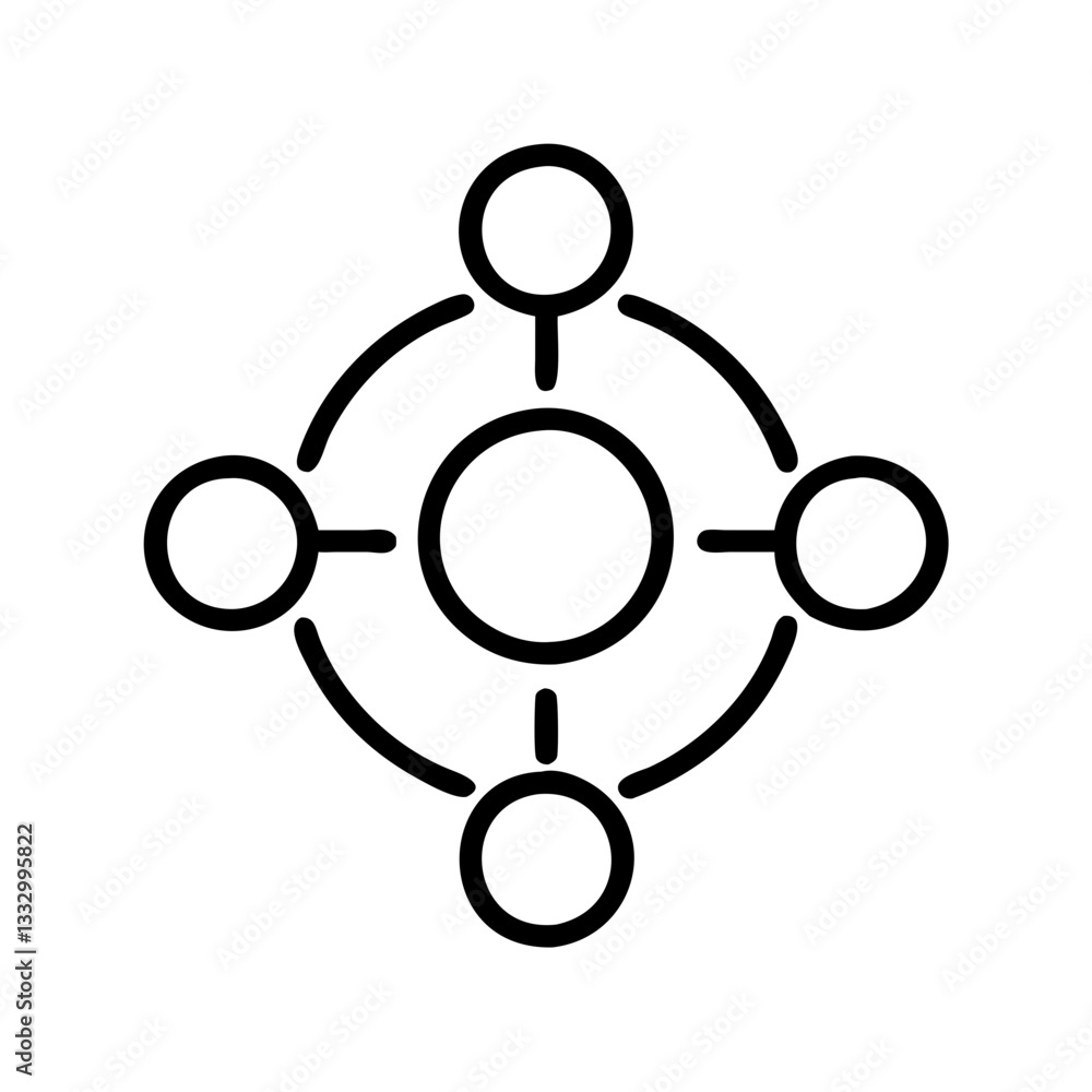 Poster a minimalist graphic design of a connected circle diagram, perfect for illustrating concepts vector 