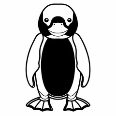 Fototapeta premium a cute penguin cartoon with a black and white design, standing facing the viewer vector illustration