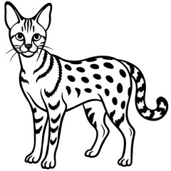 Fototapeta premium a beautiful serval cat outline illustration with spots and stripes