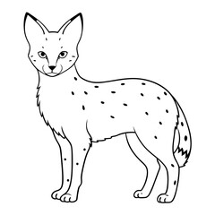 Obraz premium a serval cat outline, an artistic depiction of the wild animal with striking black spots vector illustration