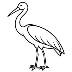 Fototapeta premium a simple line drawing of a long-legged bird, showcasing its elegant form and posture vector illustration