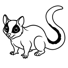 Obraz premium a monochrome illustration of a cute lemur, showcasing its distinctive features against a plain backdrop. The lemur has large eyes and a long tail
