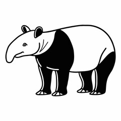 Fototapeta premium a graphic illustration of a tapir, showcasing its unique features vector illustration