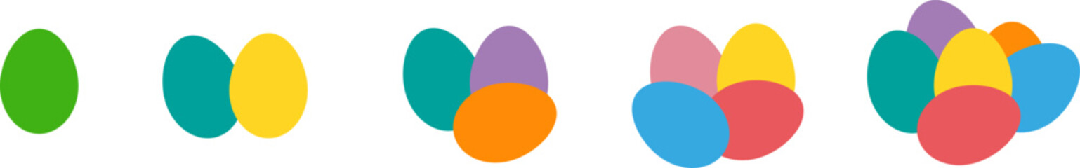 Easter Eggs collection.Set of painted Easter eggs simple flat icons. Vector icons of eggs with ornament in flat design.	