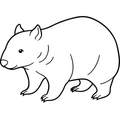 Obraz premium a cute illustration of a wombat standing, outlined in black on a blank background