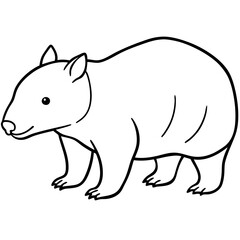 Obraz premium an adorable wombat standing in profile. This illustration showcases the charming creature, highlighting its unique features. The image is perfect for educational materials or playful designs