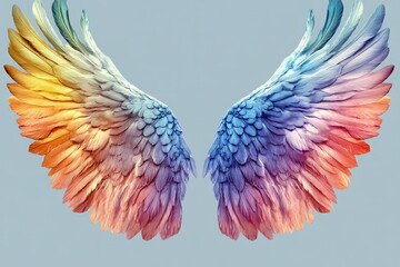 Fototapeta premium Beautiful colorful wings with multiple feather like elements displayed