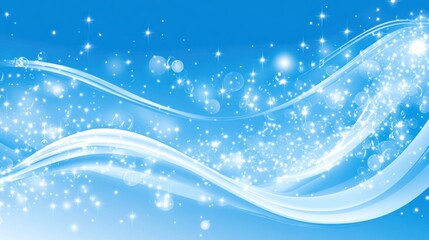 Abstract Blue Waves with Sparkling Lights