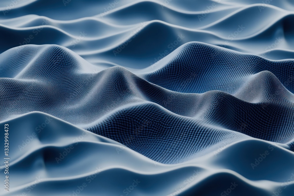 Poster abstract blue wave patterns creating a serene underwater effect, emphasizing fluidity and motion in 