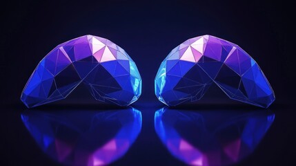 Fototapeta premium Abstract Polygonal Hearts on Dark Background (1)