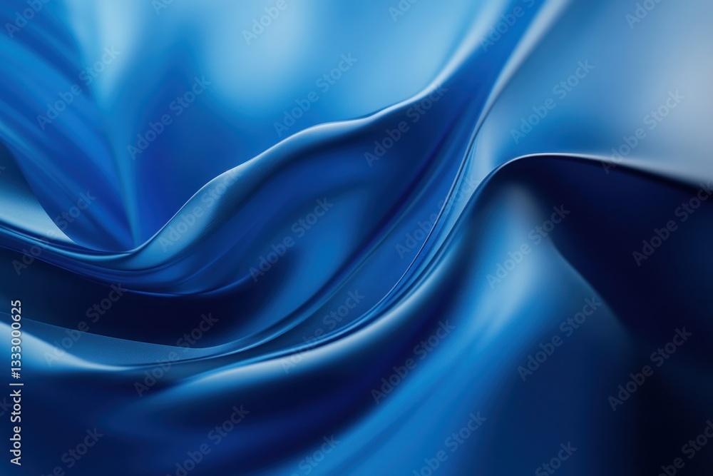 Aufkleber smooth blue fabric flowing elegantly, creating a serene atmosphere with soft light reflections in th