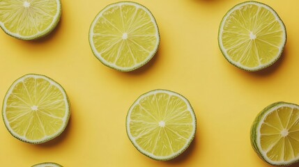 Lime slices pattern on yellow background (2)