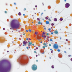 Fototapeta premium A dynamic 3D animation of atoms splitting in nuclear fission visualizes powerful energy and cutting-edge science.