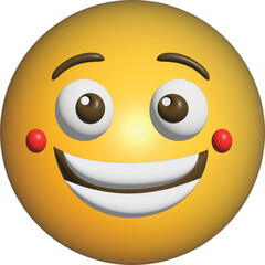 Happy yellow emoji with a big smile and blush