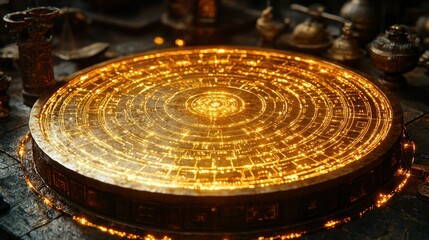Luminous Celestial Disk: An Ancient Artifact's Glowing Enigma