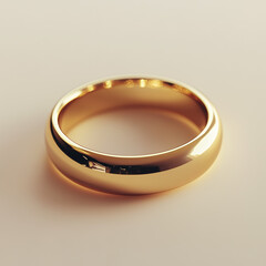 Polished gold ring showcasing subtle reflective highlights on pristine background for luxurious jewelry stock photography