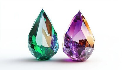 Fototapeta premium Colorful Gemstones in Teardrop Shape on a Bright Background