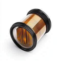 Car oil filter featuring a clear brand logo, lying on a clean background to underscore quality and precision