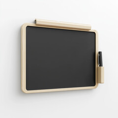 Obraz premium Minimalist White Blackboard with Integrated Marker Holder for Creative Education and Professional Office Presentation Environments
