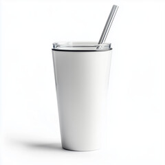 A tumbler with a sleek design and reusable straw is elegantly presented, epitomizing modern lifestyle choices.