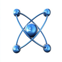 A glowing atom with orbiting electrons is set against a white backdrop, illustrating mesmerizing scientific energy.