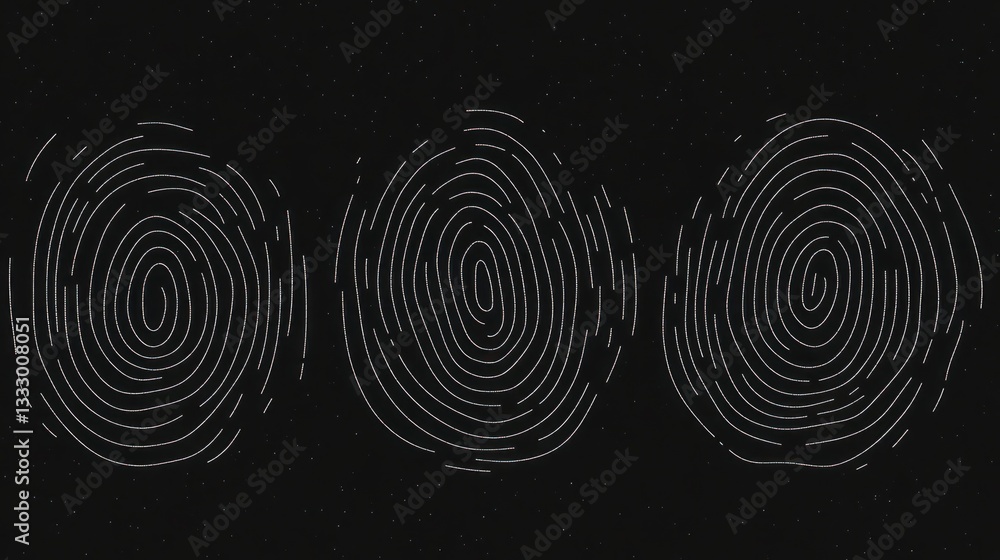Poster fingerprint patterns on dark background