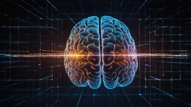 Futurismo y tecnolog&iacute;a en una ilustraci&oacute;n de un cerebro artificial con luces y circuitos