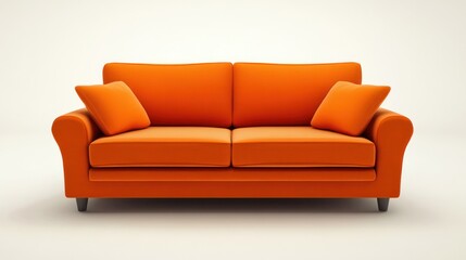 Fototapeta premium Orange Sofa Against White Background