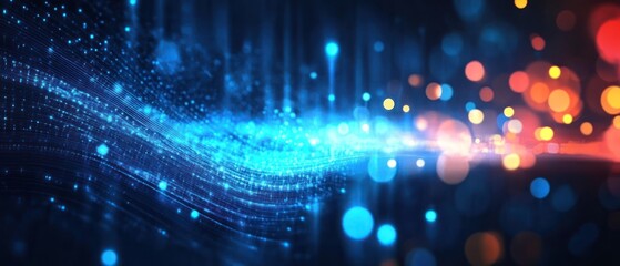 Fototapeta premium Vibrant Abstract Light Waves with Bokeh Effects