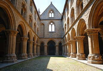Obraz premium Medieval Sanctuary: Courtyard of the Historical Abbey