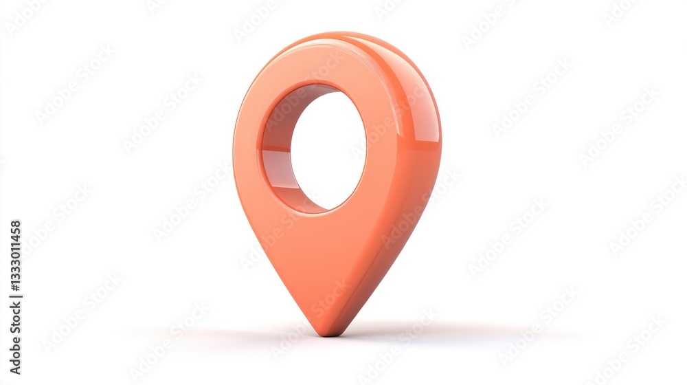 Poster 3d orange map pointer isolated