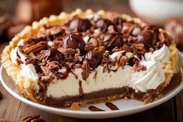 Delicious Chocolate Pecan Pie Dessert Slice