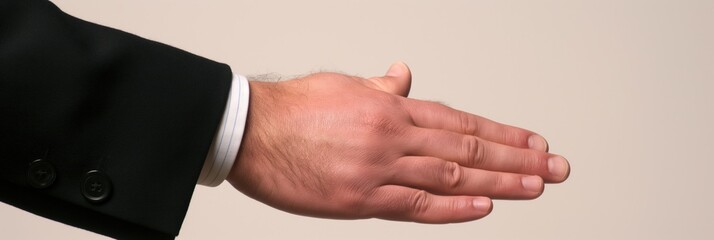 Obraz premium A hand extends forward in a gesture symbolizing honesty or a pledge, evoking a sense of integrity and trust in personal or professional interactions.