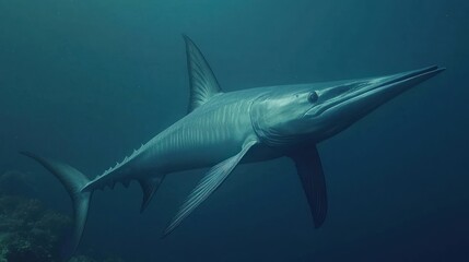 Obraz premium Magnificent wahoo fish gracefully swimming in its ocean habitat deep blue sea