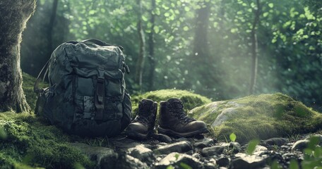Obraz premium Hiking Gear in Forest