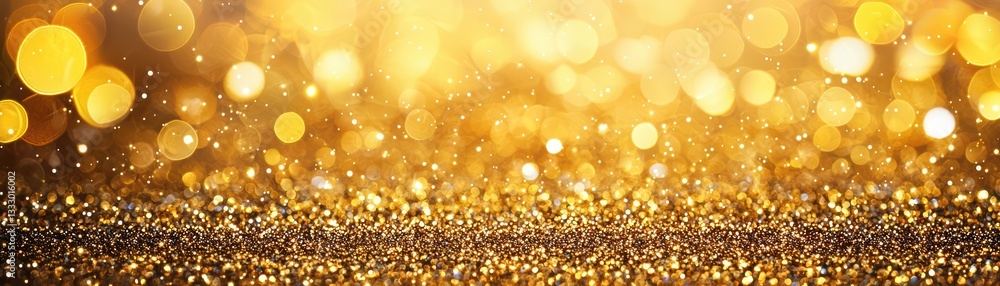 Poster shimmering golden bokeh texture with radiant sparkles for elegant background concepts