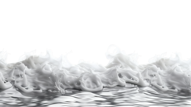 Gentle sea wave with realistic foam details isolated on a white background