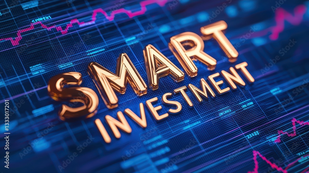 Poster bold concept of smart investment with dynamic financial data background visualization