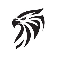Tribal Eagle Silhouette Bold Black and White Vector Logo	