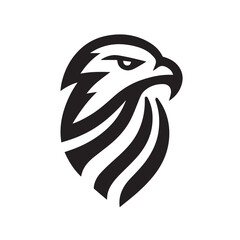 Tribal Eagle Silhouette Bold Black and White Vector Logo	