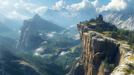 Breathtaking mountain view majestic nature scenic landscape tranquil environment wide angle perspective