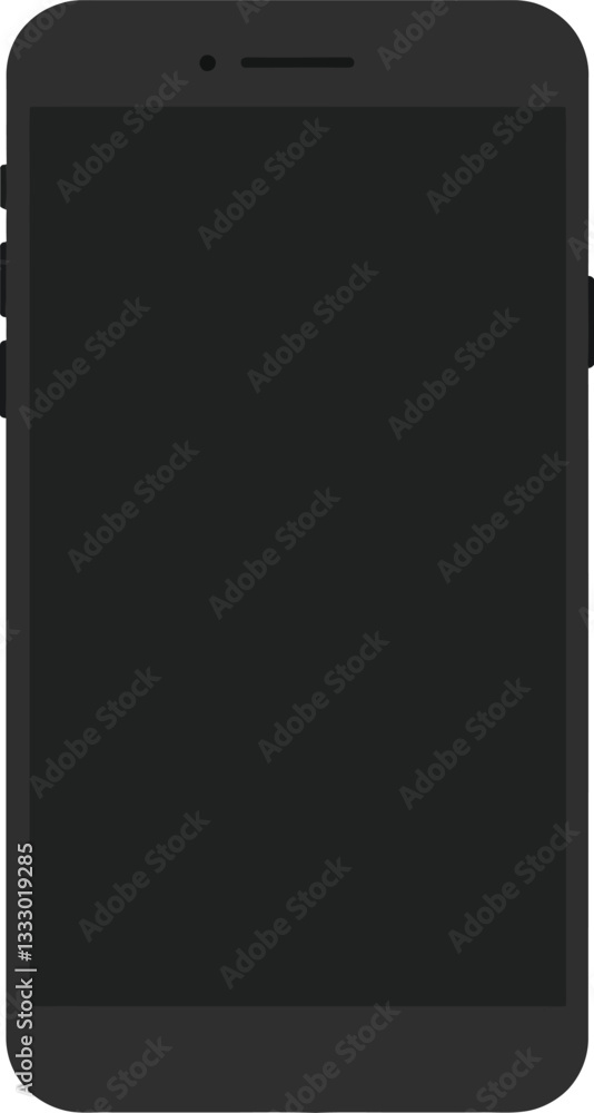 Poster black smartphone device displayed in minimal style showcasing sleek design and modern technology in 