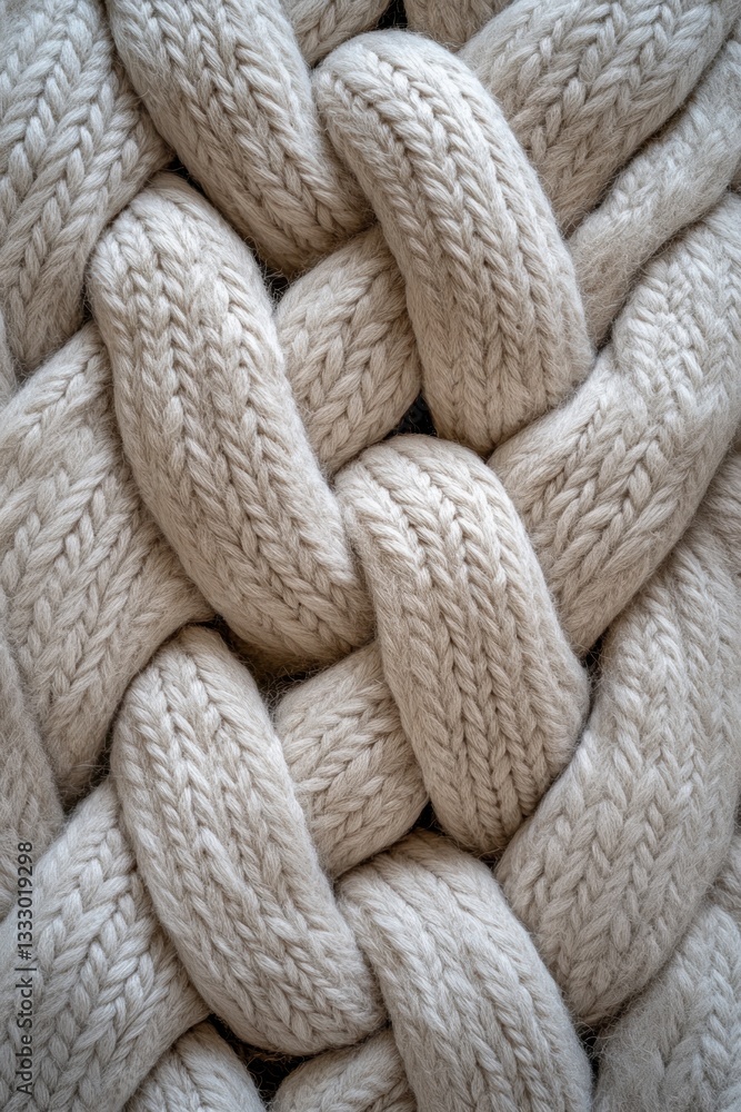 Poster close-up of intricate knitted pattern in soft yarn