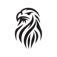 Tribal Eagle Silhouette Bold Black and White Vector Logo	